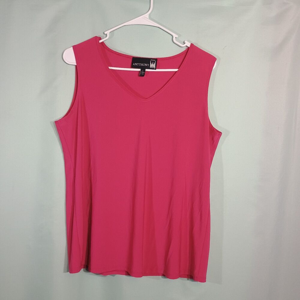 Anthony Women’s Hot Pink Sleeveless V-Neck Top – Classic Tank Blouse